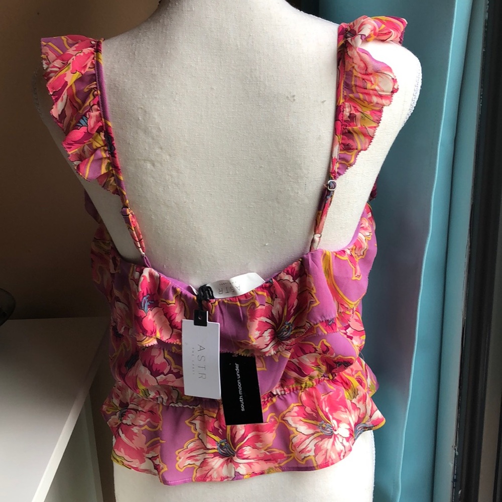 Astr Floral Ruffle Tank Top - Picture 3 of 6